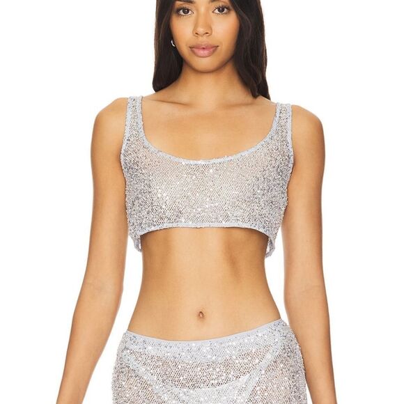 NBD shanti top & skirt silver SET REVOLVE - Picture 5 of 11